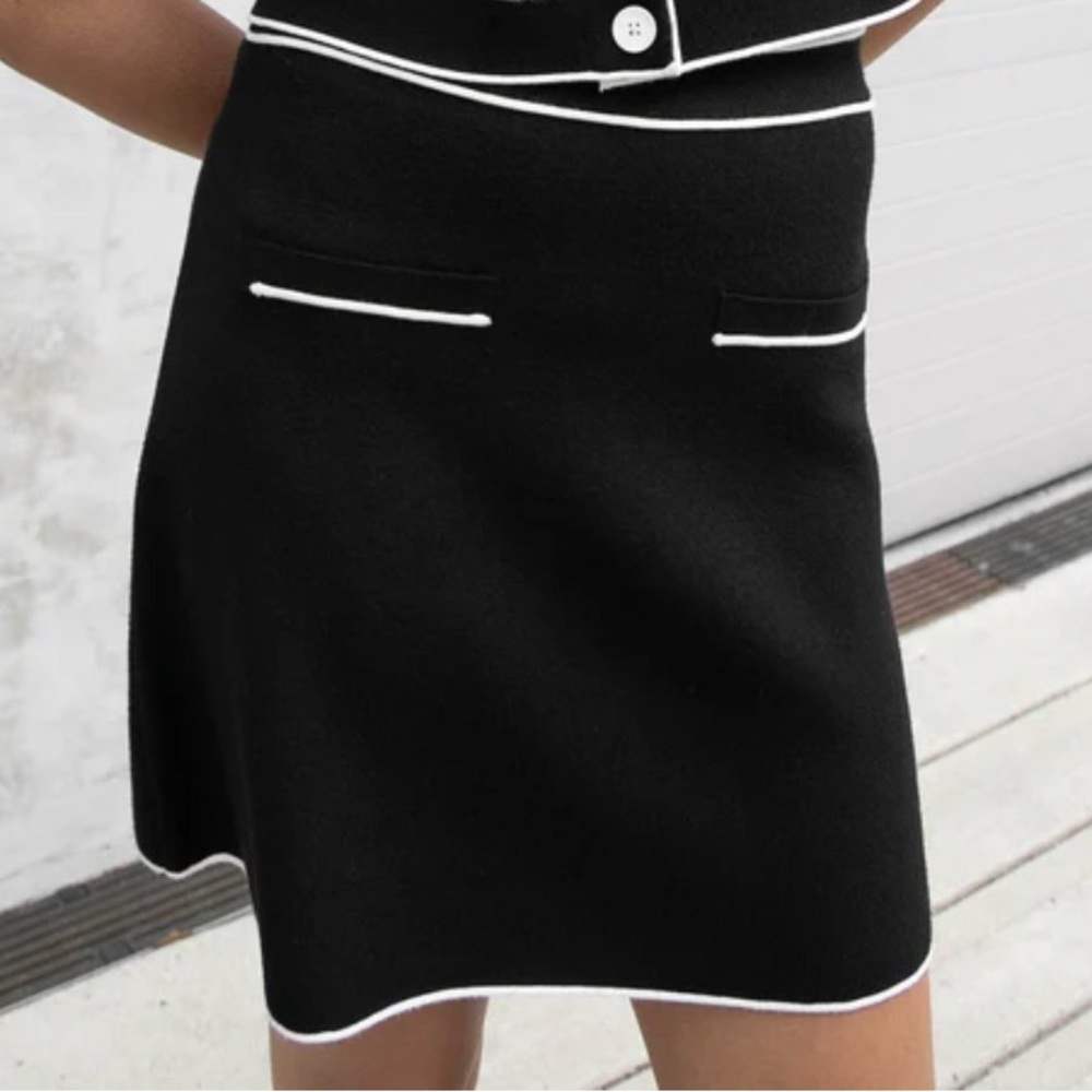 Oak + Fort black and white knit skirt